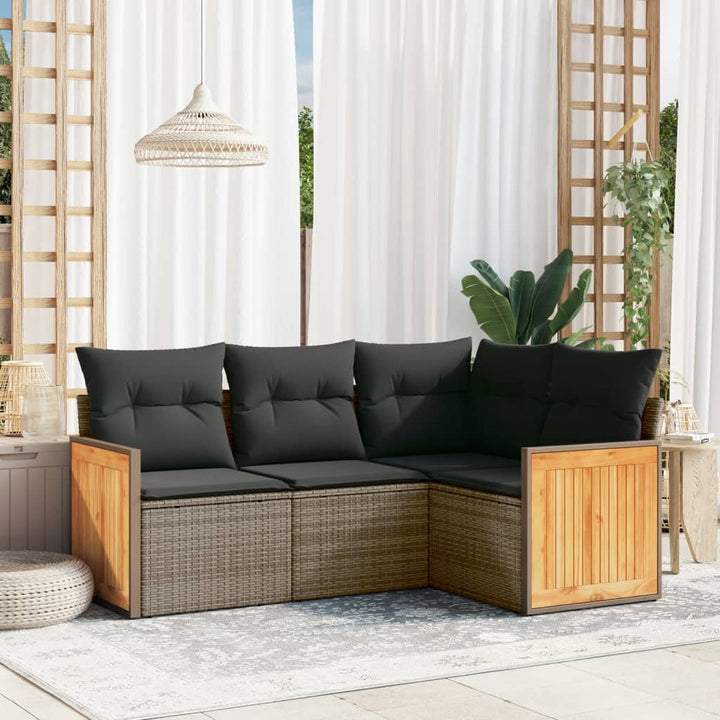 Soffgrupp För Trädgård Med Dynor 4 Delar Beige Konstrotting