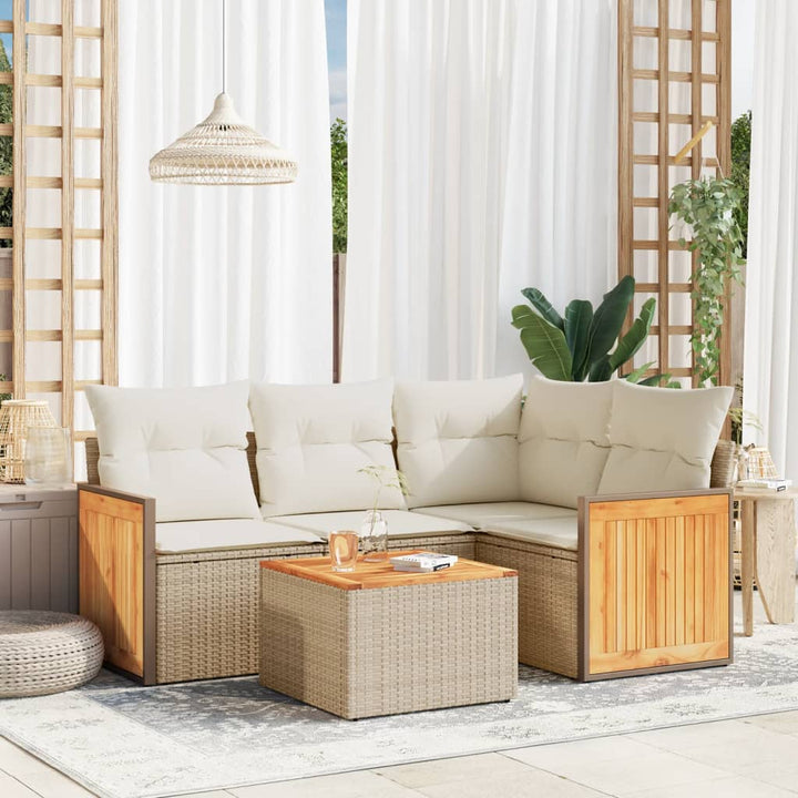 Soffgrupp För Trädgård Med Dynor 4 Delar Beige Konstrotting