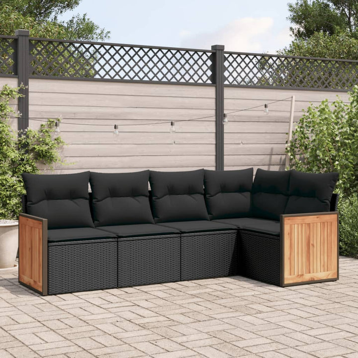 Loungegrupp Med Dynor 6 Delar Svart Konstrotting