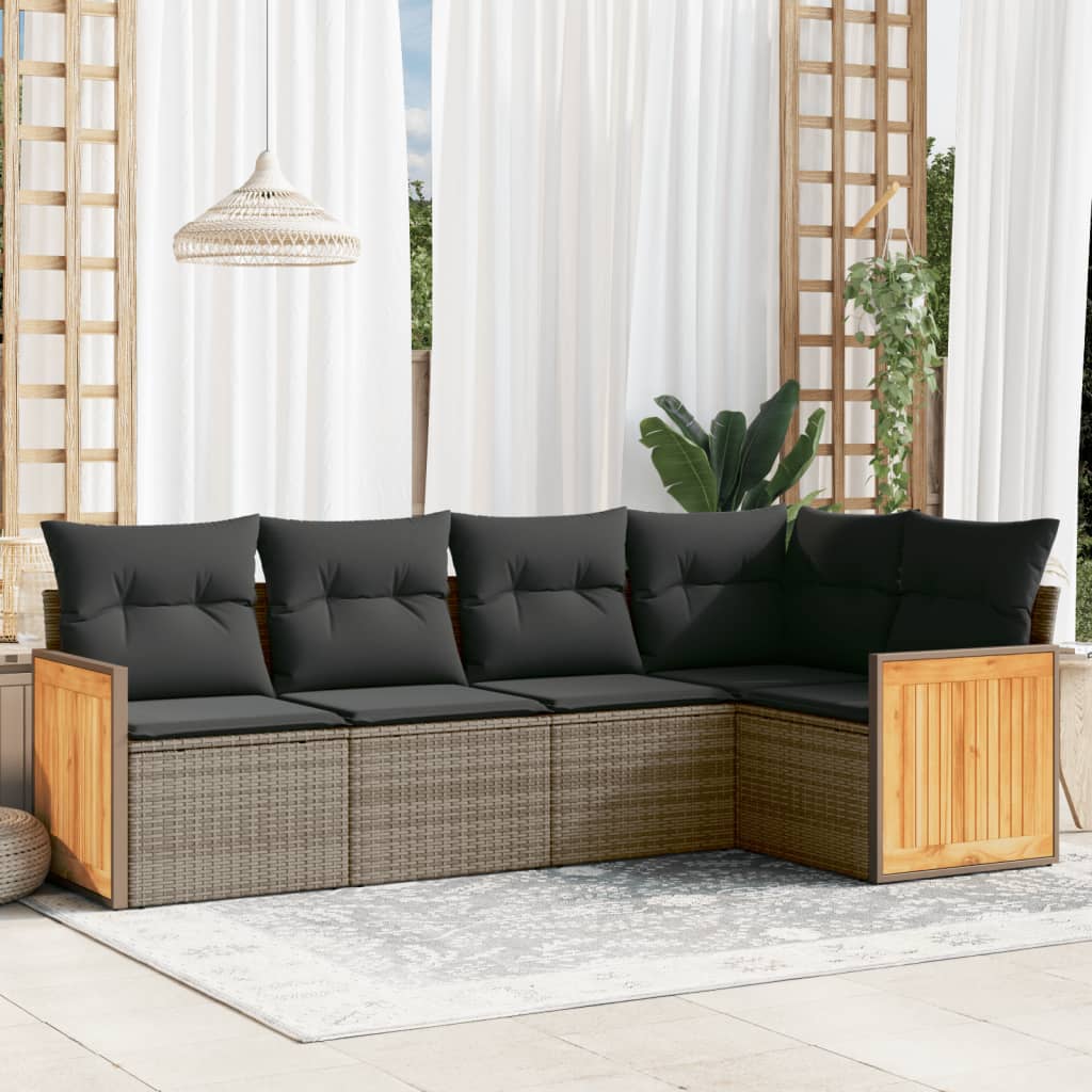 Loungegrupp Med Dynor 6 Delar Svart Konstrotting