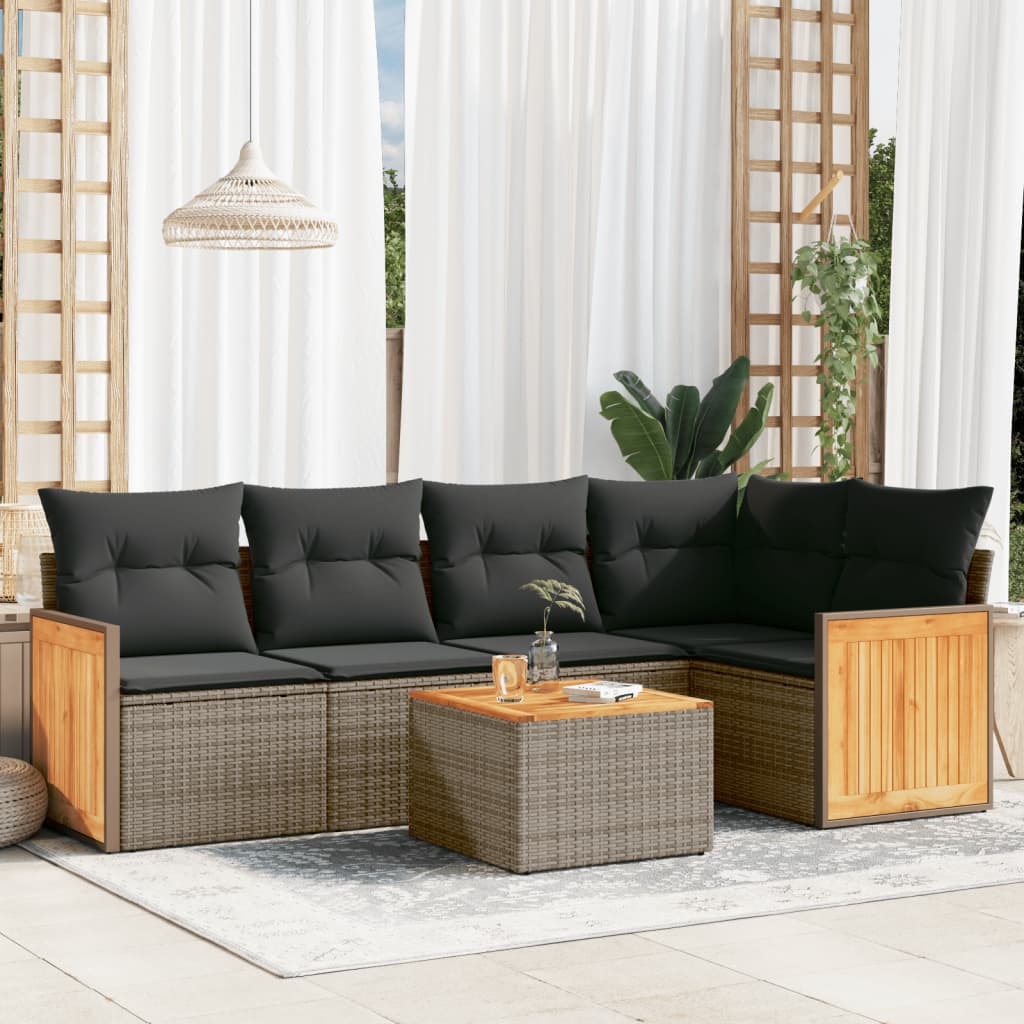 Loungegrupp Med Dynor 6 Delar Svart Konstrotting