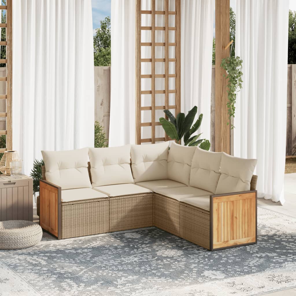 Soffgrupp För Trädgården Med Dynor 6 Delar Beige Konstrotting