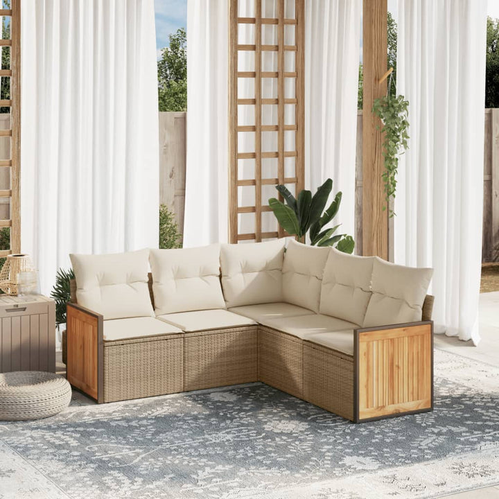 Soffgrupp För Trädgården Med Dynor 6 Delar Beige Konstrotting