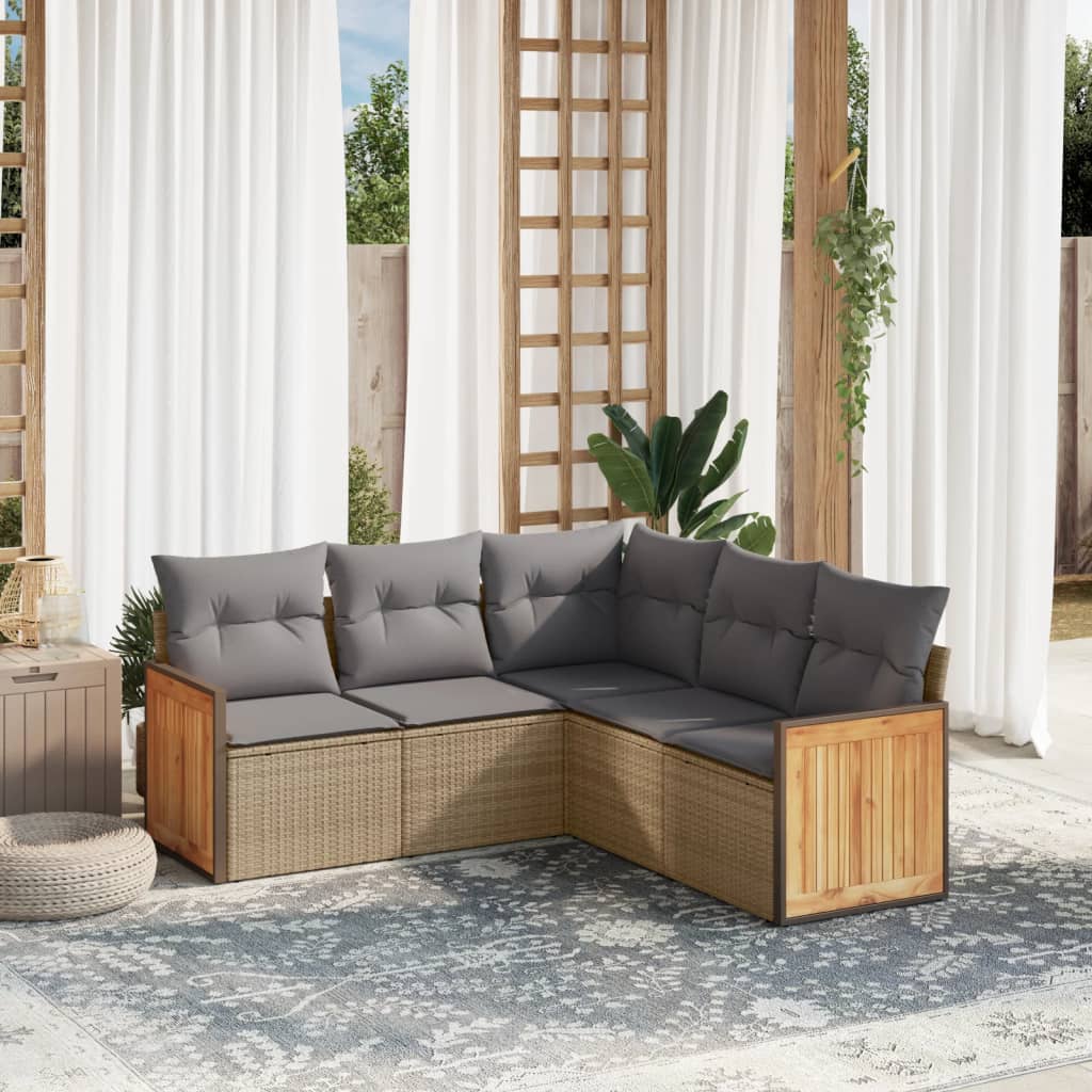 Soffgrupp För Trädgården Med Dynor 6 Delar Beige Konstrotting