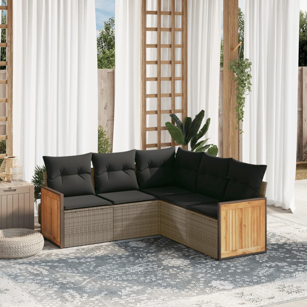 Soffgrupp För Trädgården Med Dynor 6 Delar Beige Konstrotting