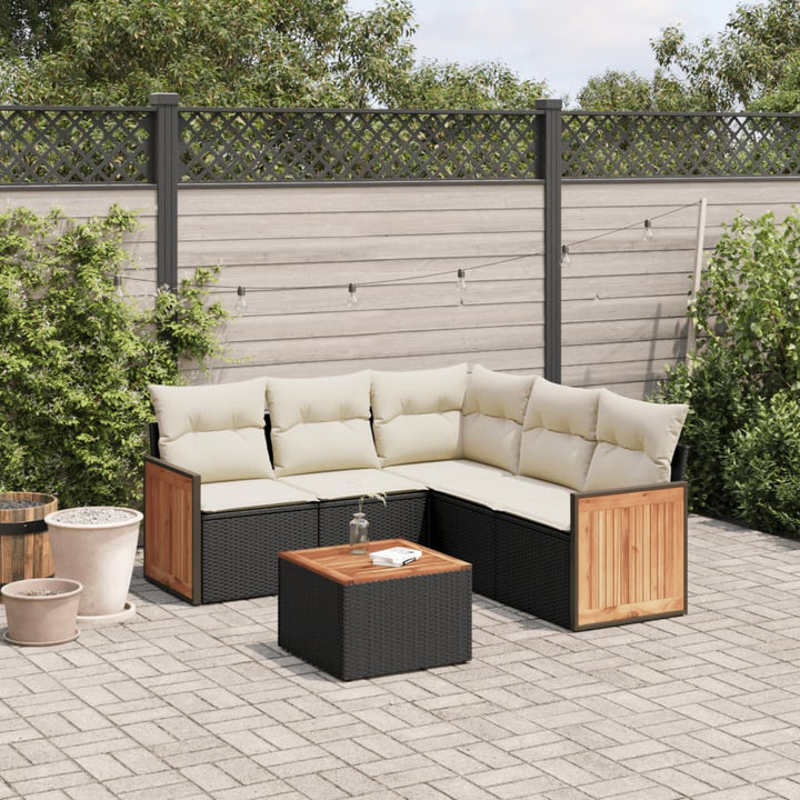 Soffgrupp För Trädgården Med Dynor 6 Delar Beige Konstrotting