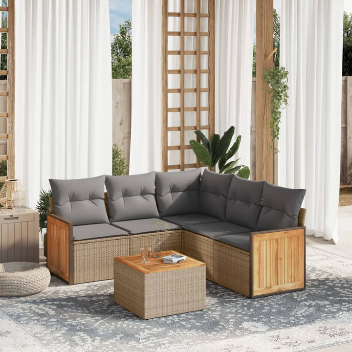 Soffgrupp För Trädgården Med Dynor 6 Delar Beige Konstrotting