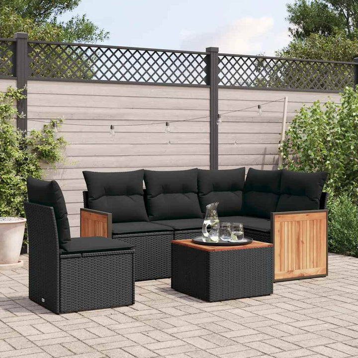 Loungegrupp För Trädgården Med Dynor 6 Delar Konstrotting