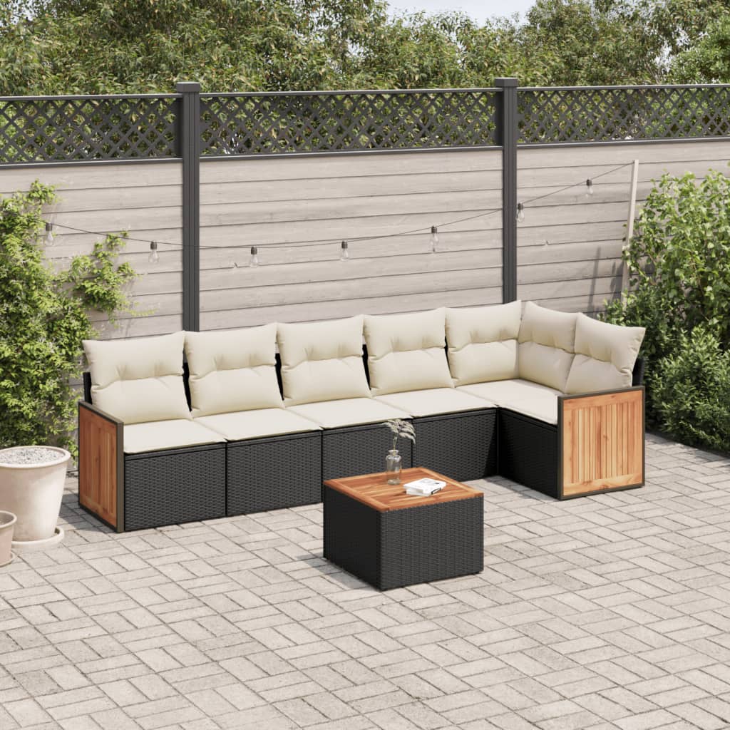 Soffgrupp För Trädgården Med Dynor 6 Delar Beige Konstrotting