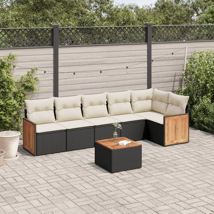 Soffgrupp För Trädgården Med Dynor 6 Delar Beige Konstrotting