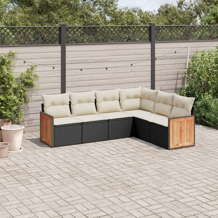 Matgrupp För Trädgården Med Dynor 7 Delar Beige Konstrotting