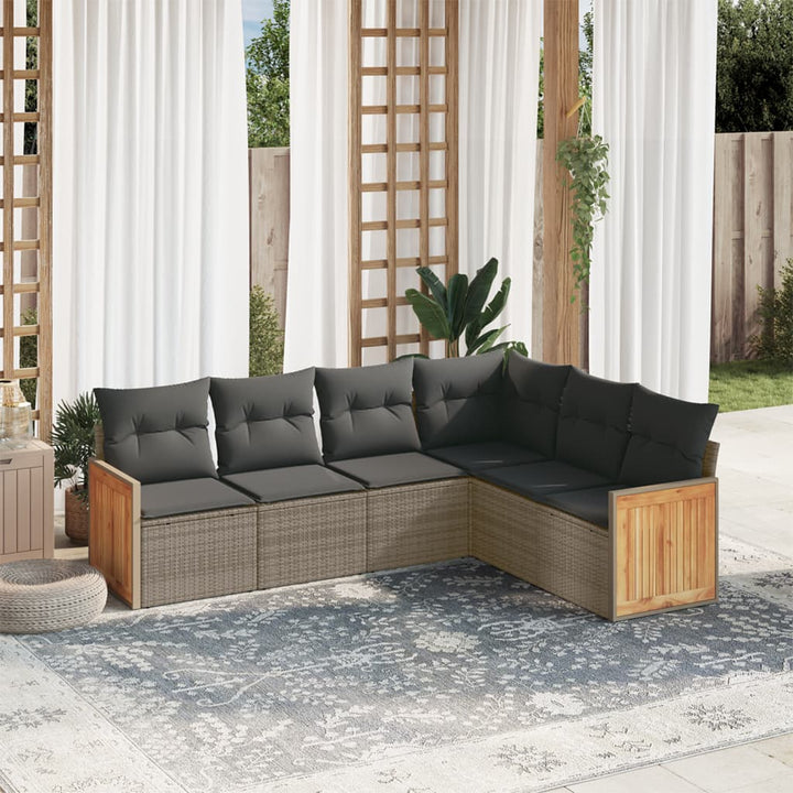 Matgrupp För Trädgården Med Dynor 7 Delar Beige Konstrotting