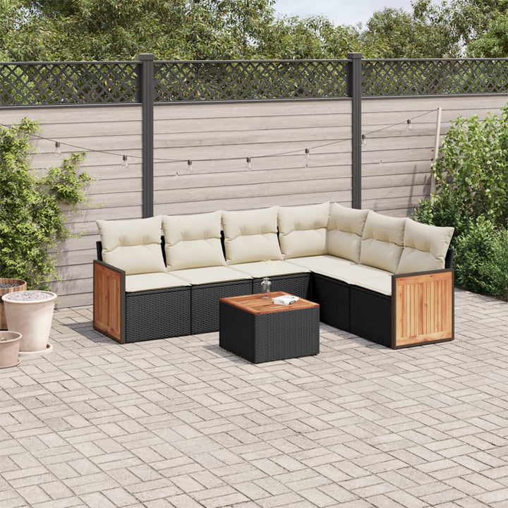 Matgrupp För Trädgården Med Dynor 7 Delar Beige Konstrotting