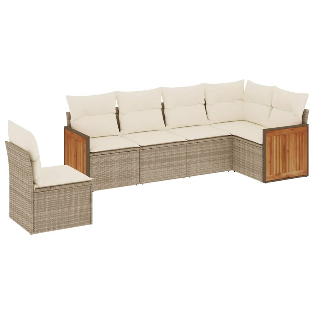 Soffgrupp För Trädgården Med Dynor 6 Delar Beige Konstrotting