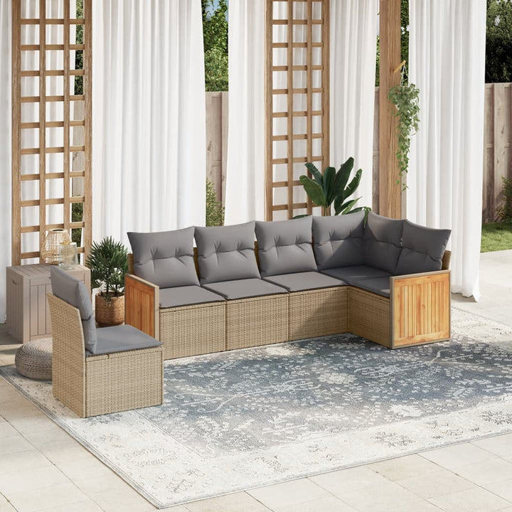 Soffgrupp För Trädgården Med Dynor 6 Delar Beige Konstrotting