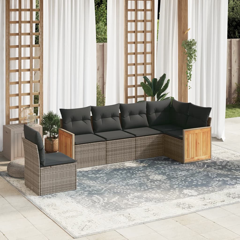Soffgrupp För Trädgården Med Dynor 6 Delar Beige Konstrotting