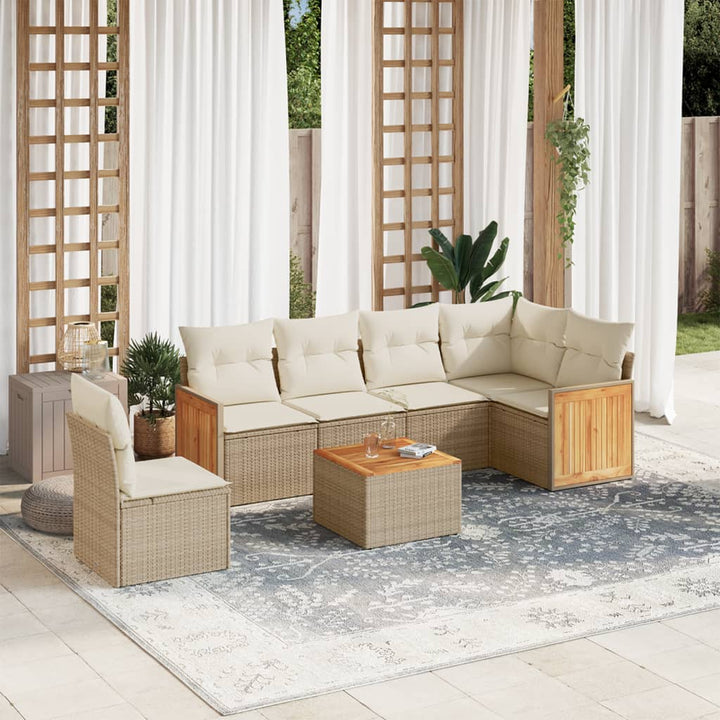 Soffgrupp För Trädgården Med Dynor 6 Delar Beige Konstrotting
