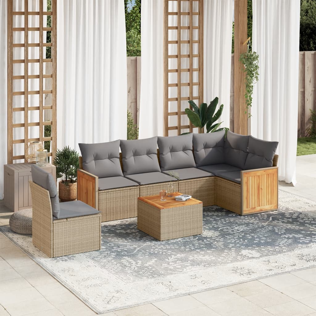 Soffgrupp För Trädgården Med Dynor 6 Delar Beige Konstrotting