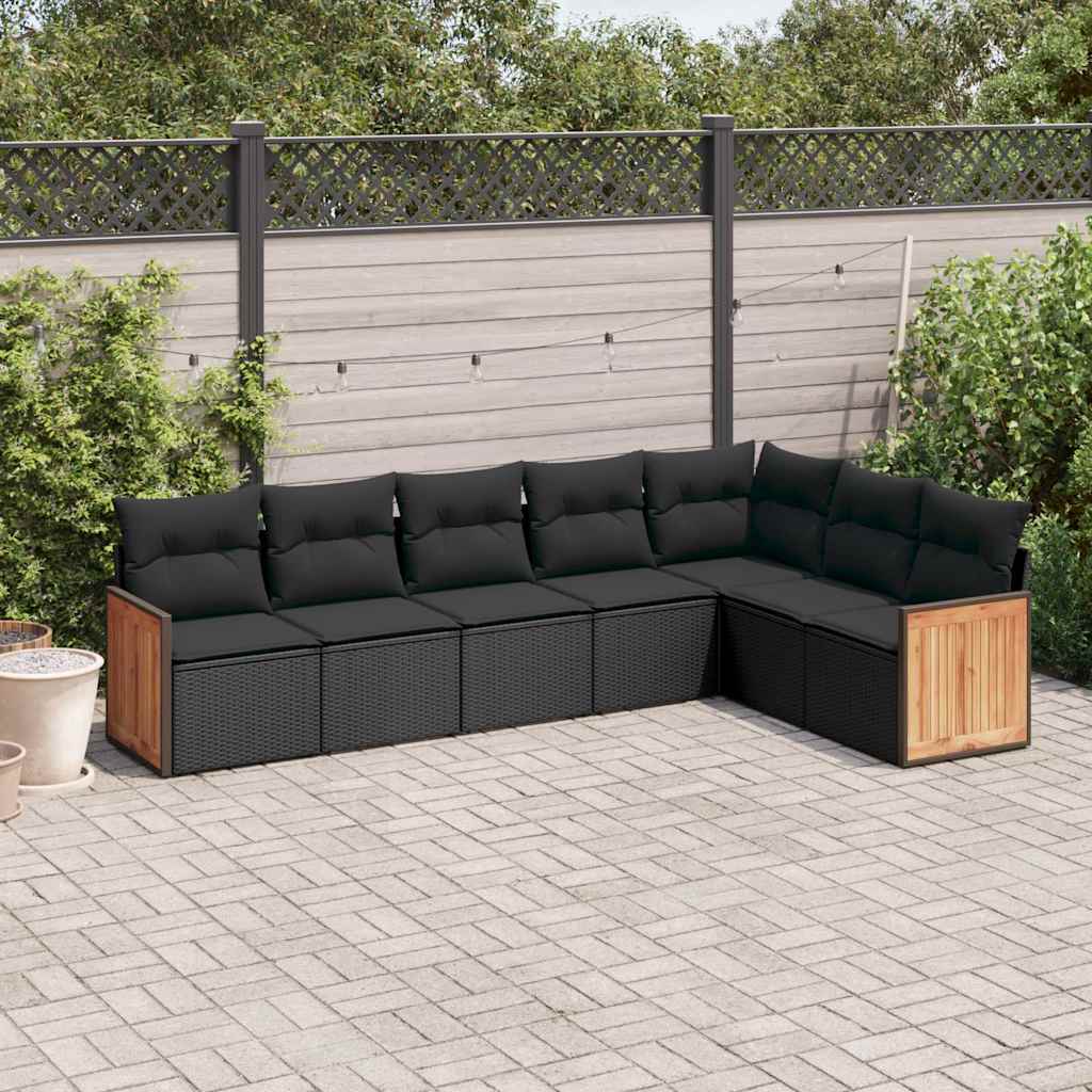 Matgrupp För Trädgården Med Dynor 7 Delar Beige Konstrotting