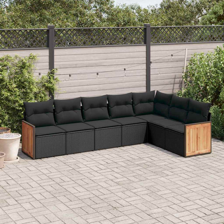 Matgrupp För Trädgården Med Dynor 7 Delar Beige Konstrotting