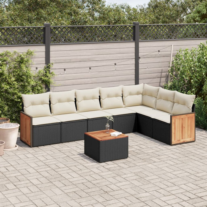 Matgrupp För Trädgården Med Dynor 7 Delar Beige Konstrotting