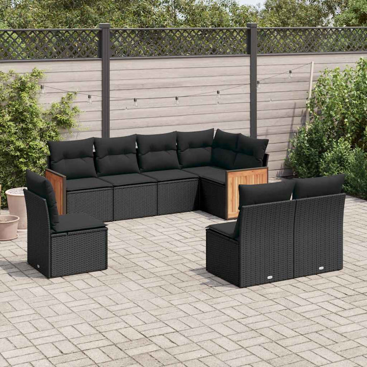 Matgrupp För Trädgården Med Dynor 8 Delar Beige Konstrotting