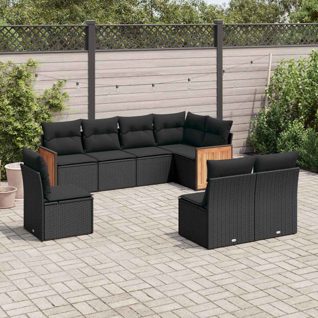 Matgrupp För Trädgården Med Dynor 8 Delar Beige Konstrotting