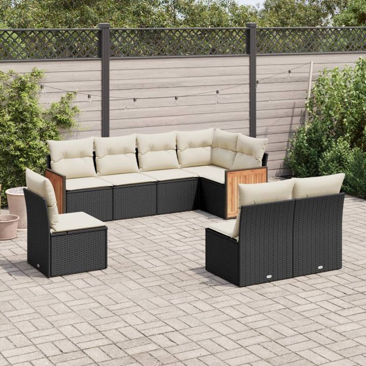 Matgrupp För Trädgården Med Dynor 8 Delar Beige Konstrotting