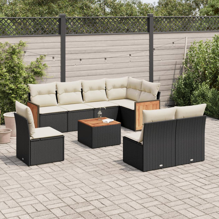 Matgrupp För Trädgården Med Dynor 8 Delar Beige Konstrotting