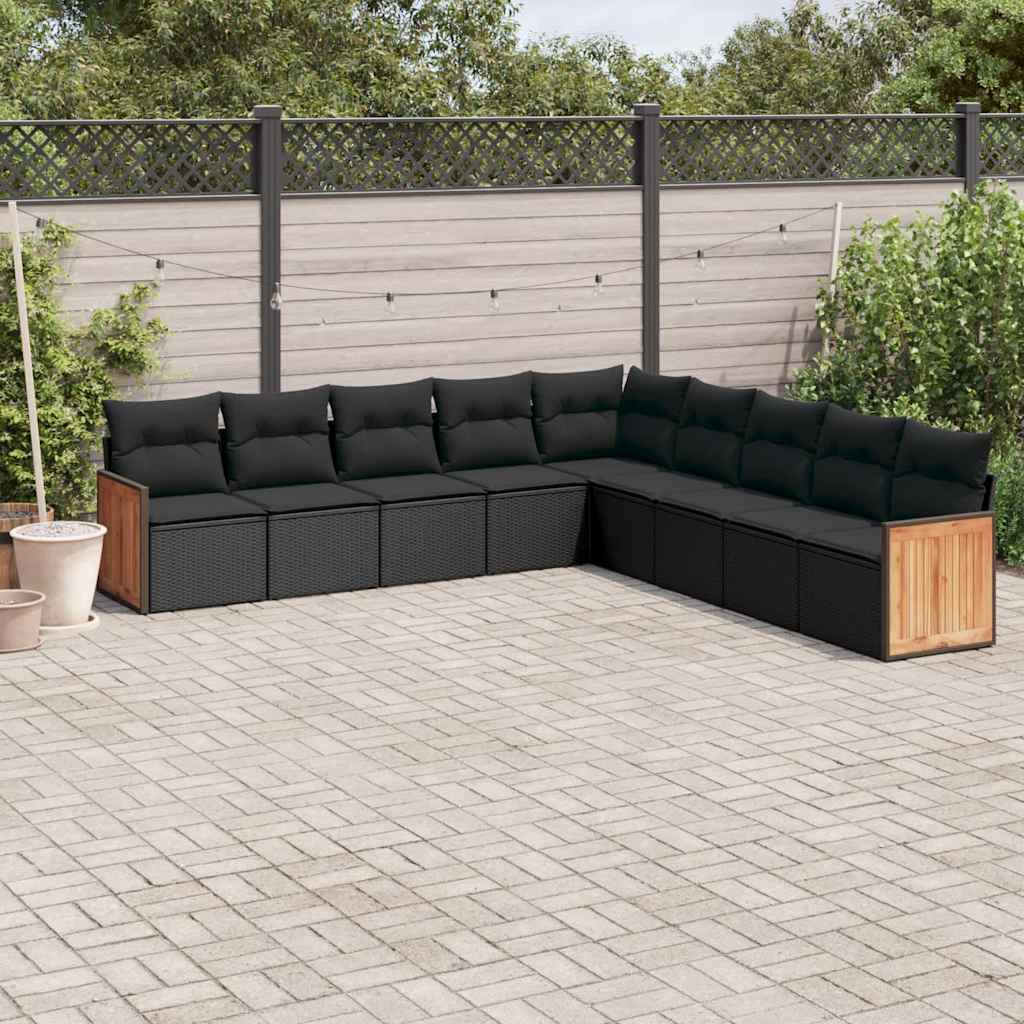 Soffgrupp För Trädgården Med Dynor 9 Delar Beige Konstrotting