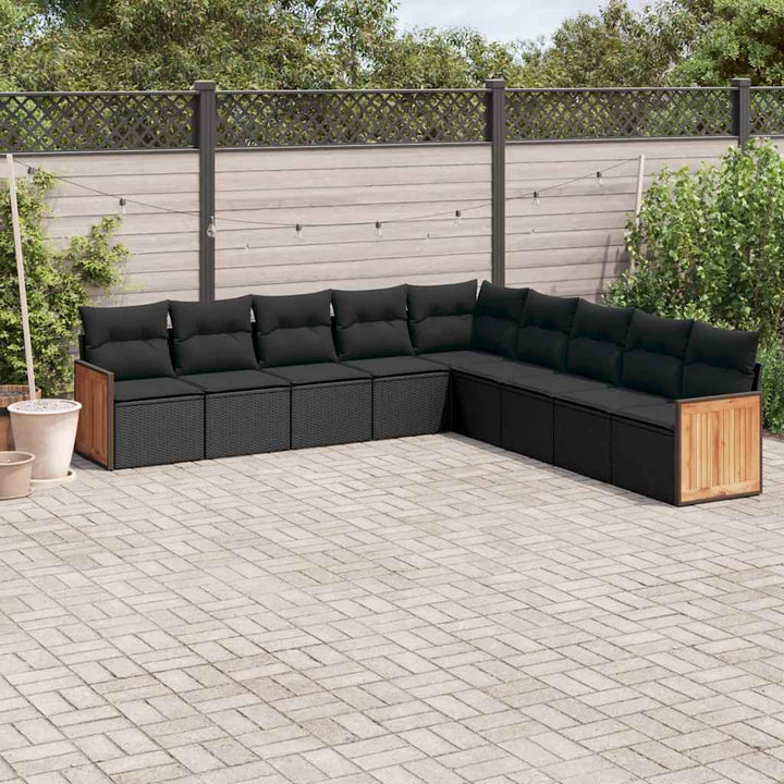 Soffgrupp För Trädgården Med Dynor 9 Delar Beige Konstrotting