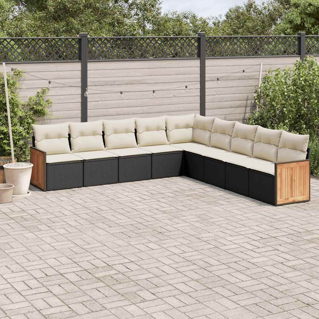 Soffgrupp För Trädgården Med Dynor 9 Delar Beige Konstrotting