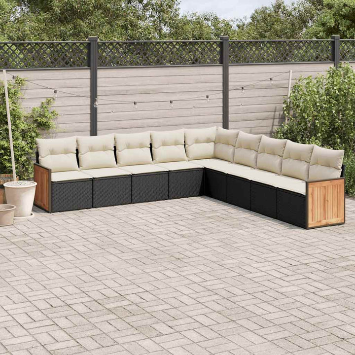 Soffgrupp För Trädgården Med Dynor 9 Delar Beige Konstrotting