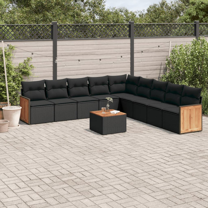 Soffgrupp För Trädgården Med Dynor 9 Delar Beige Konstrotting