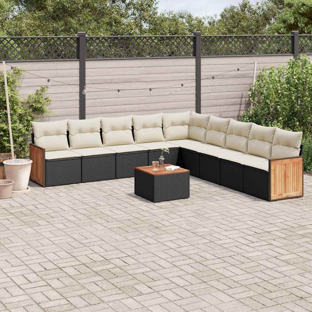 Soffgrupp För Trädgården Med Dynor 9 Delar Beige Konstrotting