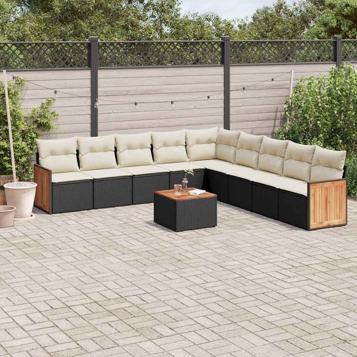 Soffgrupp För Trädgården Med Dynor 9 Delar Beige Konstrotting