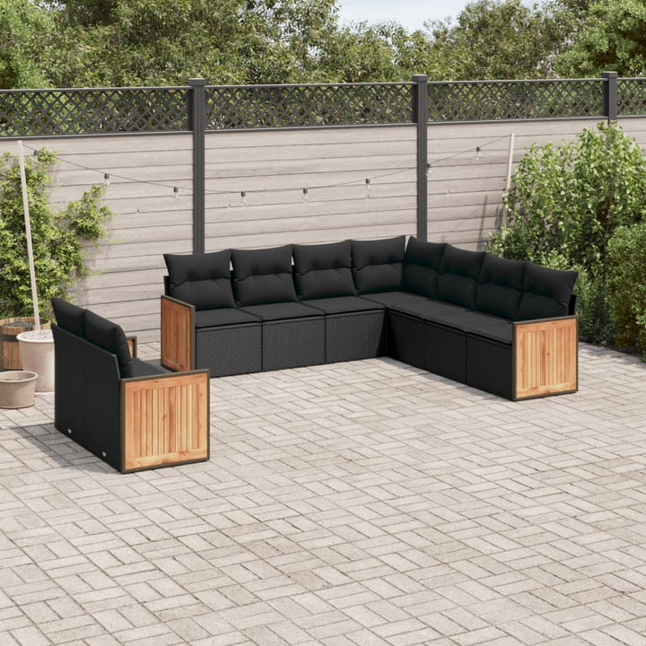 Soffgrupp För Trädgården Med Dynor 9 Delar Beige Konstrotting
