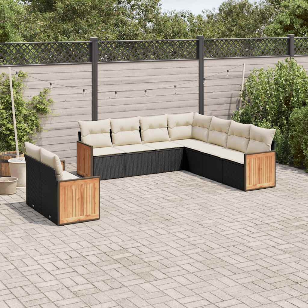 Soffgrupp För Trädgården Med Dynor 9 Delar Beige Konstrotting