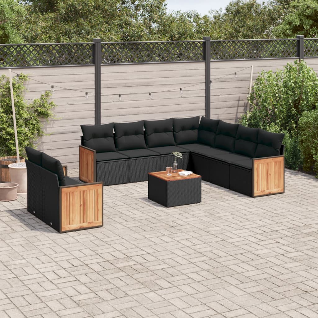 Soffgrupp För Trädgården Med Dynor 9 Delar Beige Konstrotting