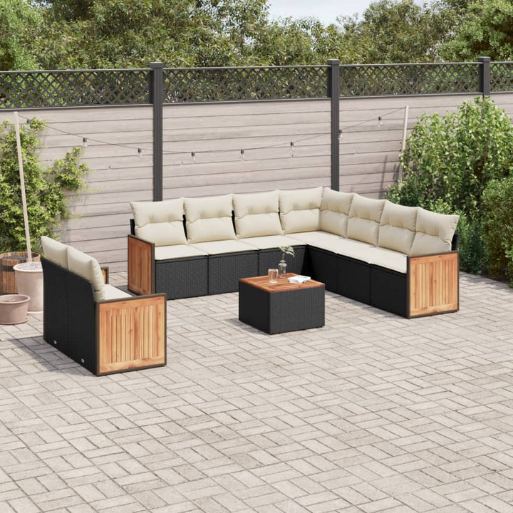 Soffgrupp För Trädgården Med Dynor 9 Delar Beige Konstrotting