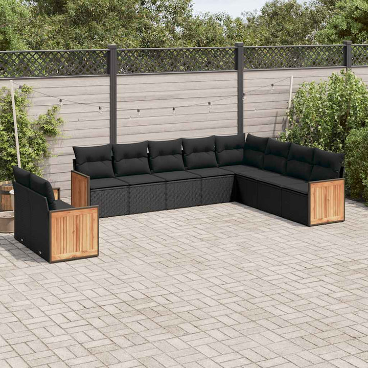 Soffgrupp För Trädgård Med Dynor 10 Delar Beige Konstrotting
