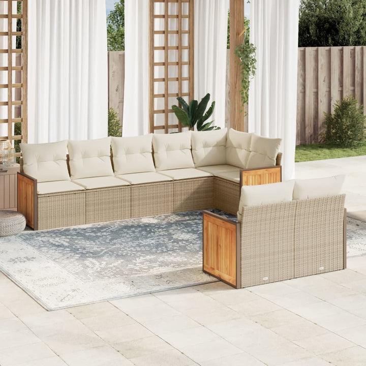 Soffgrupp För Trädgården Med Dynor 9 Delar Beige Konstrotting