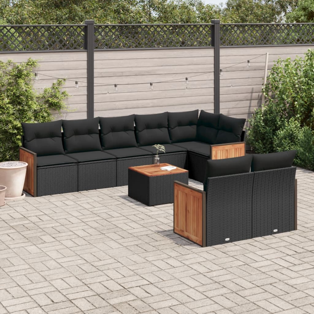 Soffgrupp För Trädgården Med Dynor 9 Delar Beige Konstrotting