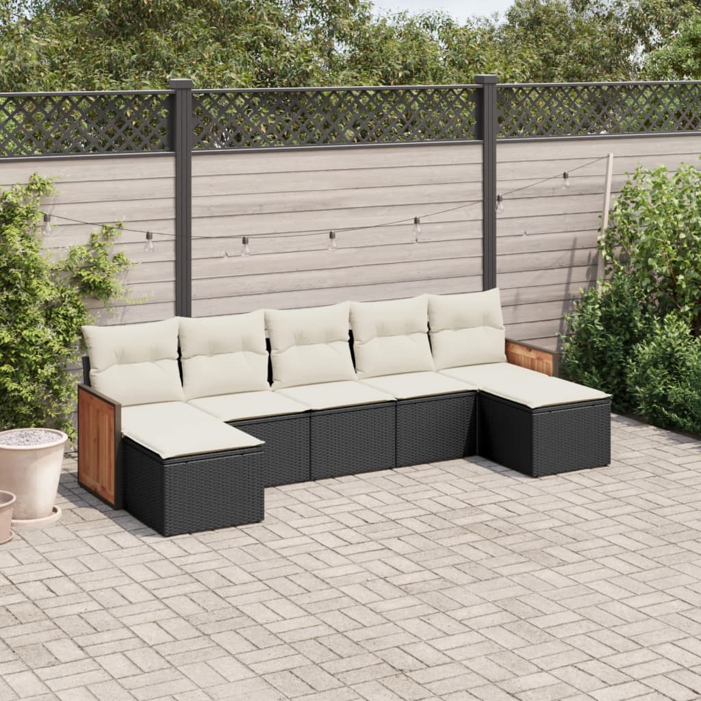 Matgrupp För Trädgården Med Dynor 7 Delar Beige Konstrotting
