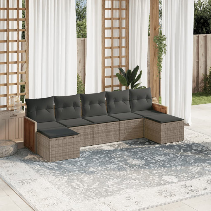 Matgrupp För Trädgården Med Dynor 7 Delar Beige Konstrotting