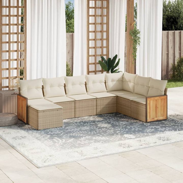 Soffgrupp För Trädgården Med Dynor 9 Delar Beige Konstrotting