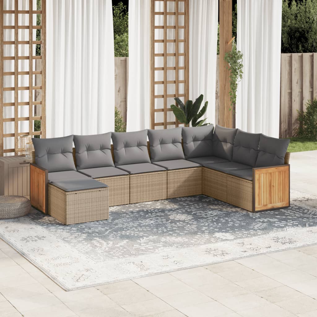 Soffgrupp För Trädgården Med Dynor 9 Delar Beige Konstrotting