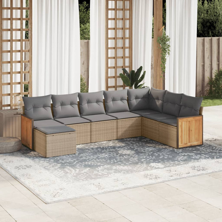 Soffgrupp För Trädgården Med Dynor 9 Delar Beige Konstrotting