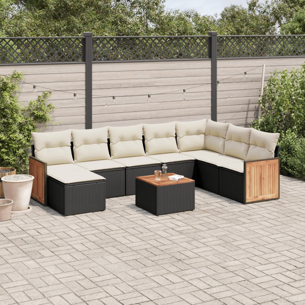 Soffgrupp För Trädgården Med Dynor 9 Delar Beige Konstrotting