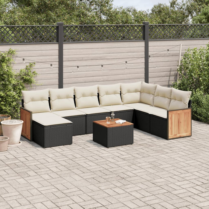 Soffgrupp För Trädgården Med Dynor 9 Delar Beige Konstrotting